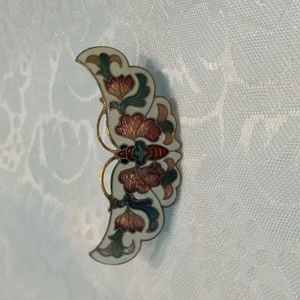Vintage Cloisonne Butterfly Scarf Bolo